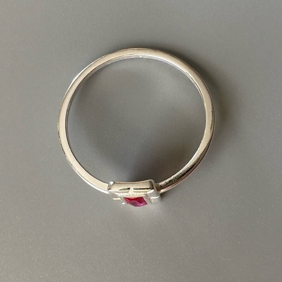 Sterling Silver Created Baguette Ruby Ring - Picture 15 of 17
